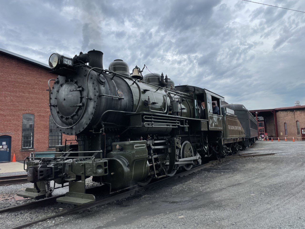 Train rides have officially returned to the Steamtown National Historic Site. Here, the Baldwin Locomotive Works No. 26 rests on the track at Steamtown.